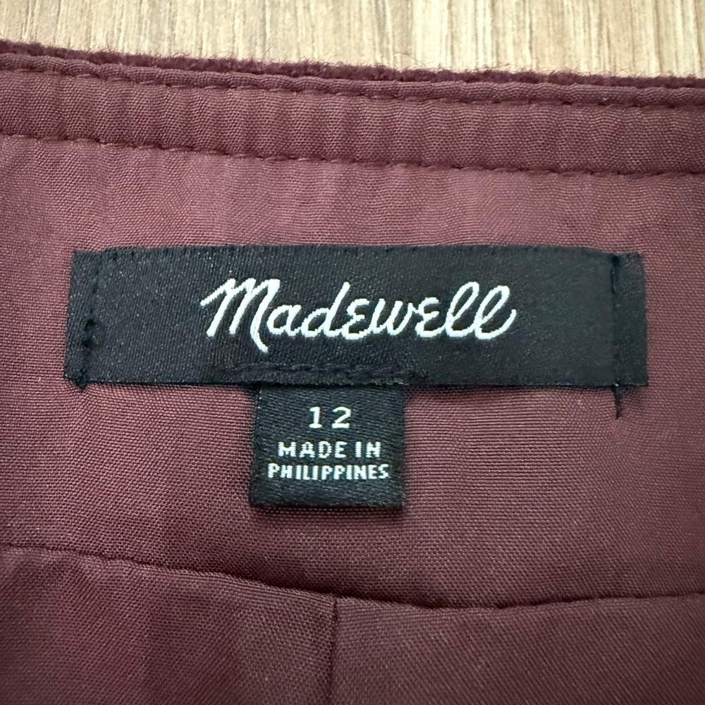 Madewell maroon wool mini skirt size 12 - Picture 4 of 5